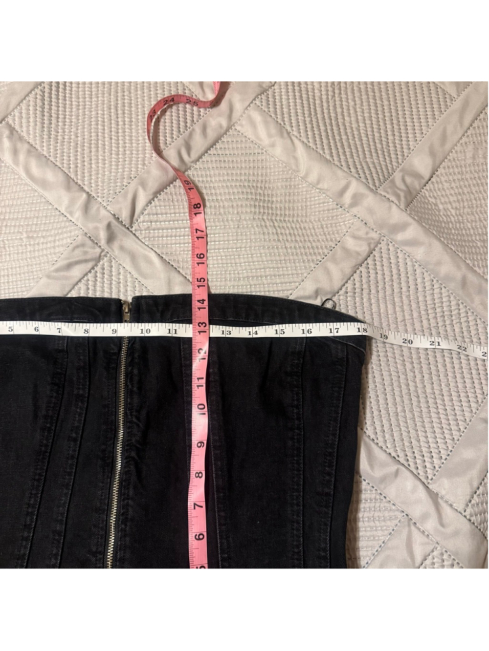 ZARA Black Denim Strapless Corset frayed Top XXL - Picture 7 of 7